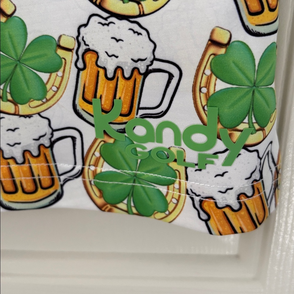 Kandy Golf St. Patrick’s Beer Horseshoe Clover Tank Polo Top Size XL - Picture 5 of 9